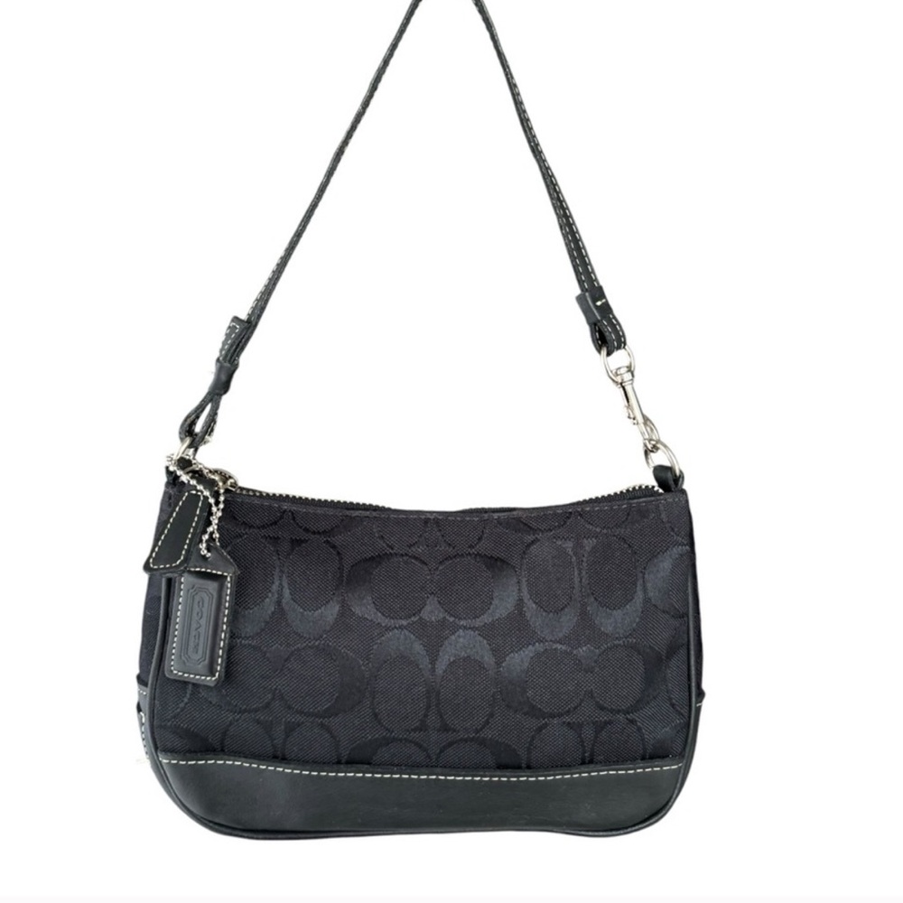 Coach Vintage Black Signature Canvas Shoulder Bag